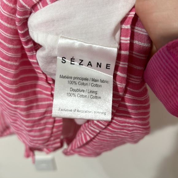 • Sézane • Women’s Felicie Sundress Mini Pink and white Stripes Button Down 36 S - Picture 6 of 6